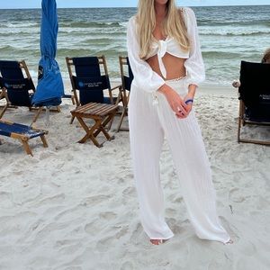 Abercrombie white linen coverup set
